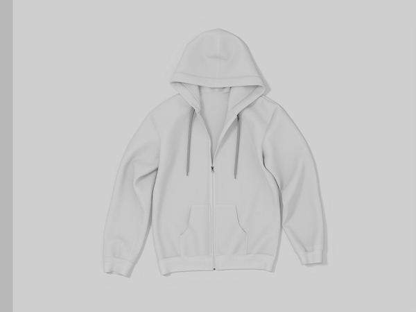 Heavyweight White zipper hoodie