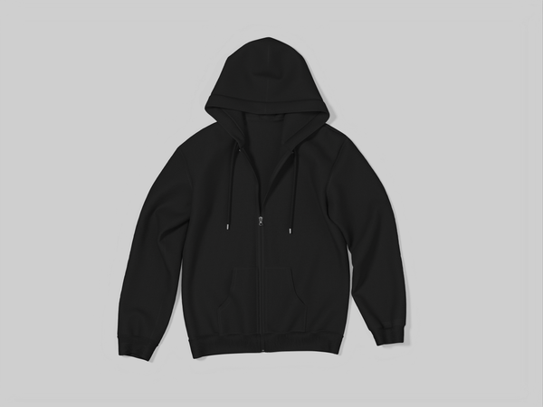 Heavyweight Black zipper Hoodie