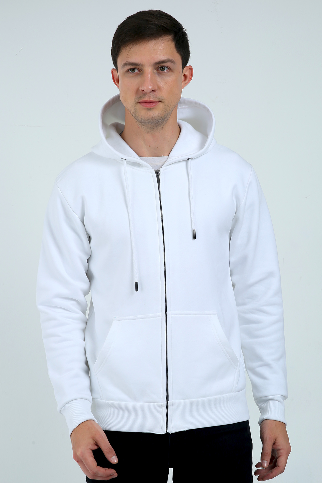 Heavyweight White zipper hoodie