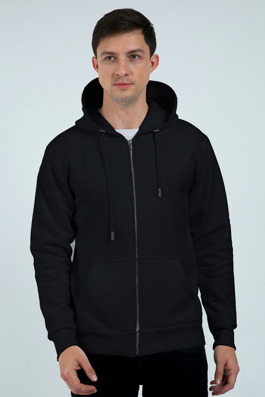 Heavyweight Black zipper Hoodie