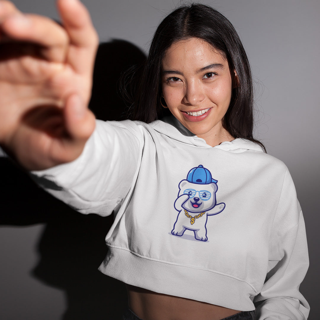 Dab Polar Bear - Women's Crop Hoodie The Mean Indian Store