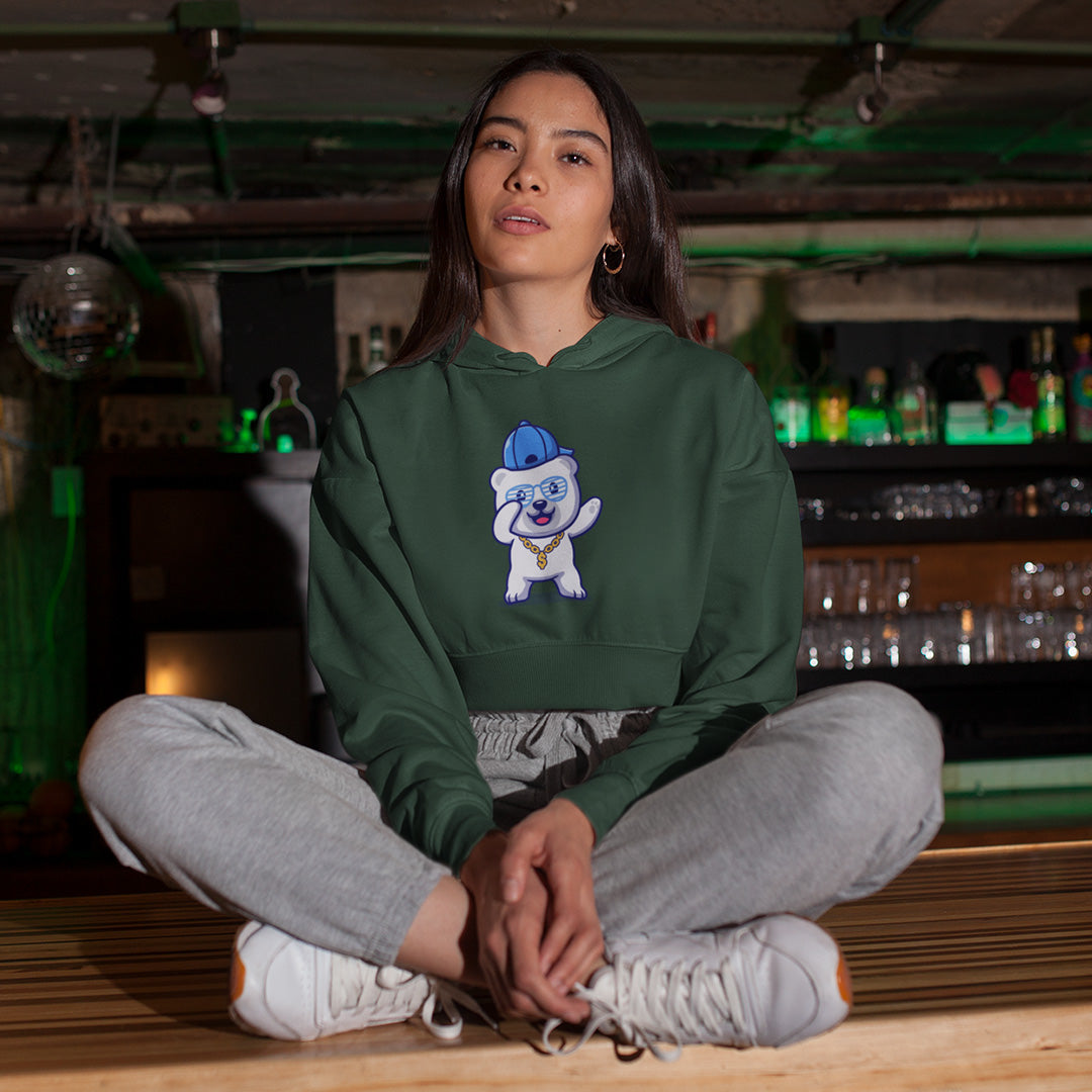 Dab Polar Bear - Women's Crop Hoodie The Mean Indian Store