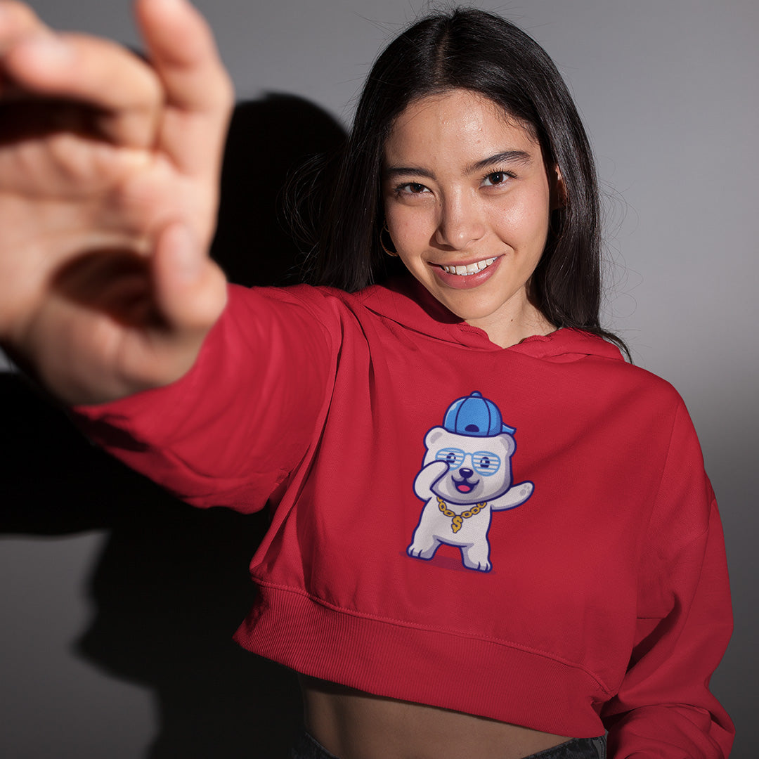 Dab Polar Bear - Women's Crop Hoodie The Mean Indian Store