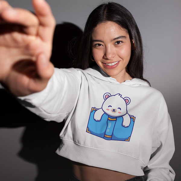 Reading Polar Bear - Women's Crop Hoodie