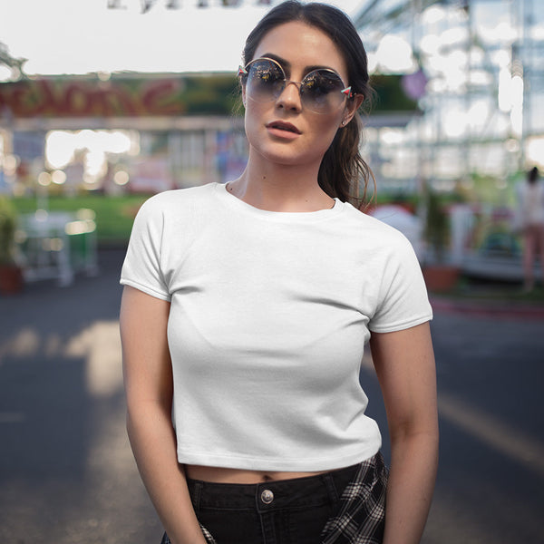 Women Solid White Crop Top