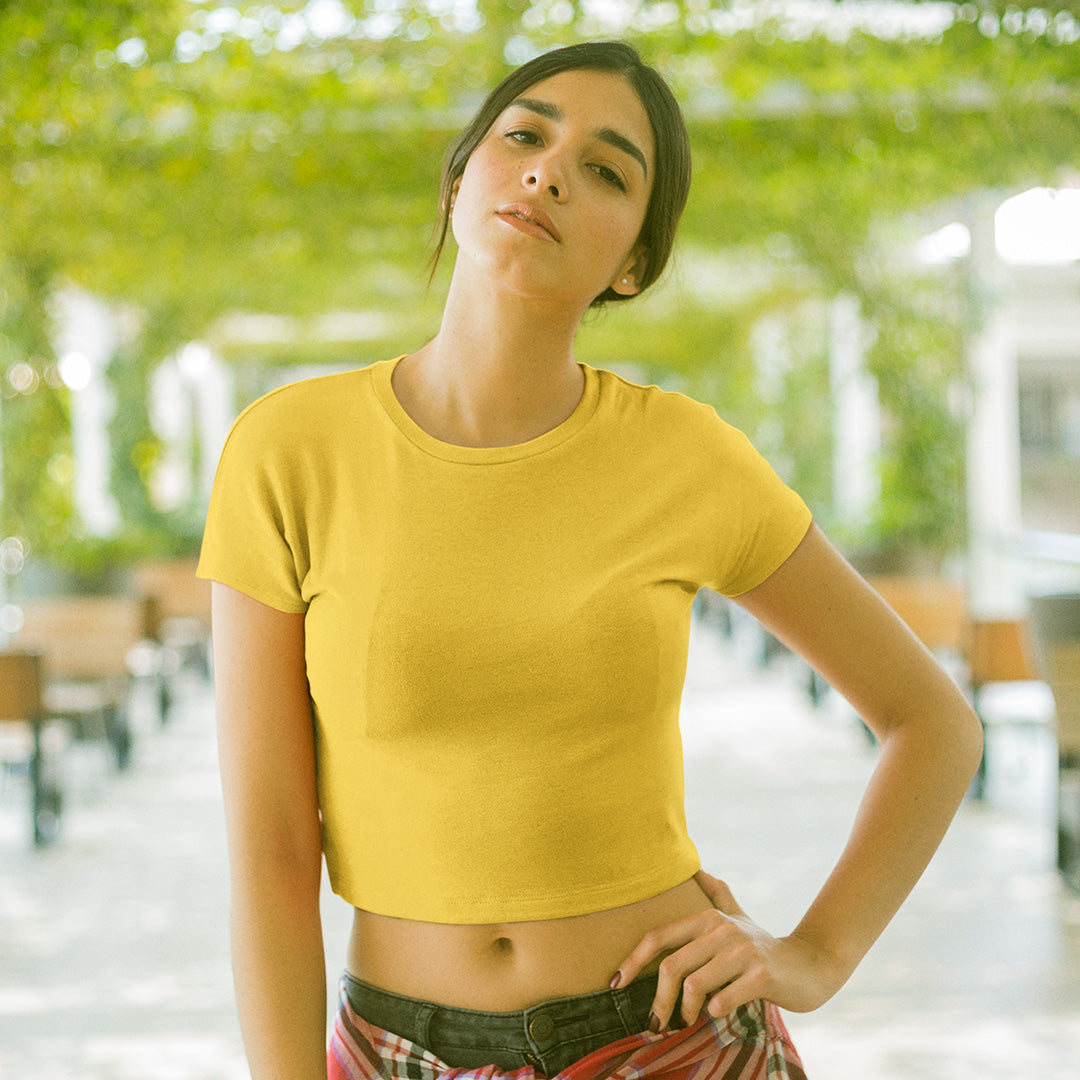 Women's Golden Yellow Crop Top The Mean Indian Store