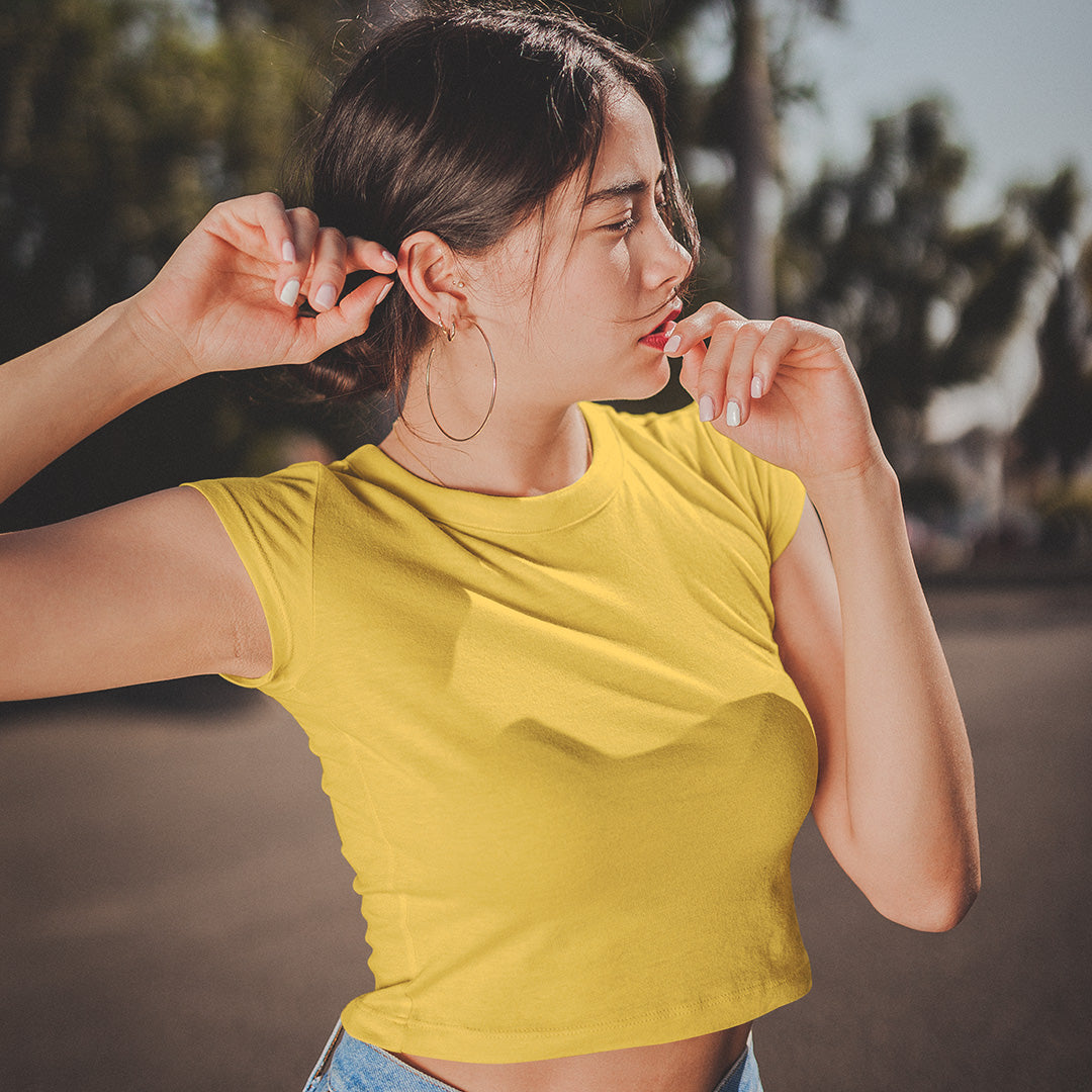 Women's Golden Yellow Crop Top The Mean Indian Store