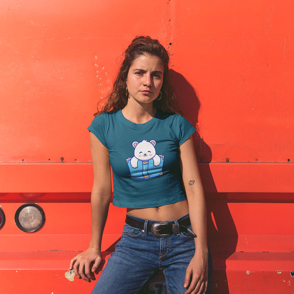 Women's Polar Bear Reading Crop Top