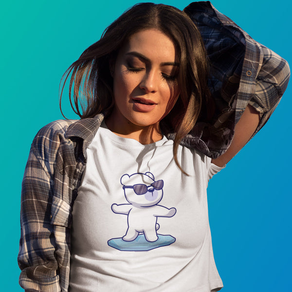 Women's Polar Bear Surfing Crop Top